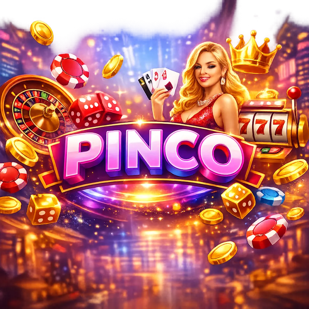 Bright and dynamic promotional image for Pinco casino brand featuring premium colors and online gaming elements